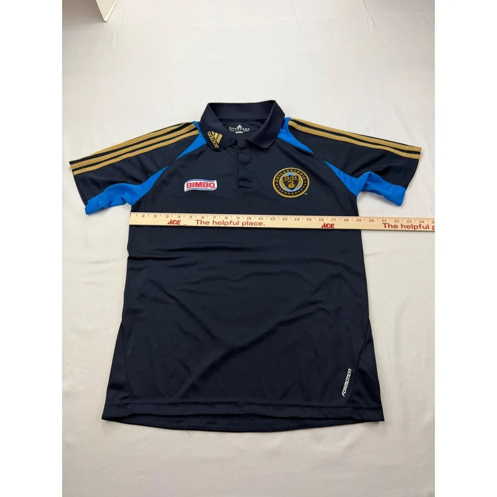 Adidas Philadelphia Union Polo Shirt Mens Medium Navy Blue‎ Soccer Formotion MLS